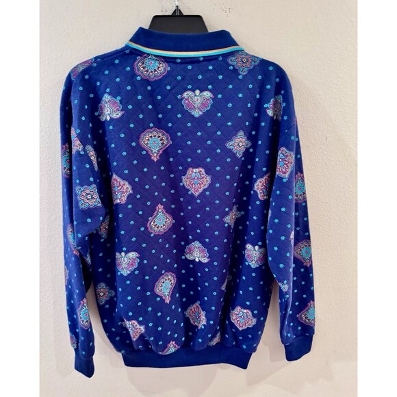 Vintage GITANO Paisley Collared Polo Sweater Small Preppy Grandma Sweater - Picture 4 of 7